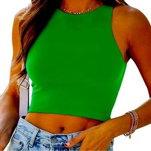 EFAN Womens Sexy Sleeveless High Neck Crop Top
